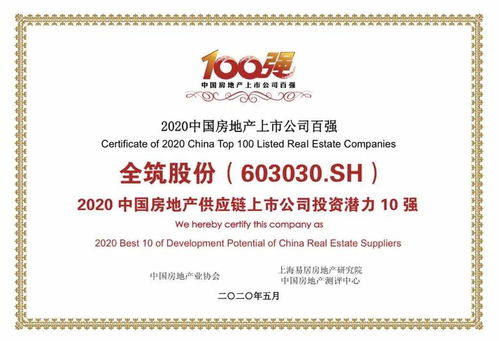 全筑股份荣登2020中国房地产供应链上市公司投资潜力十强，云论坛共议发展新路径